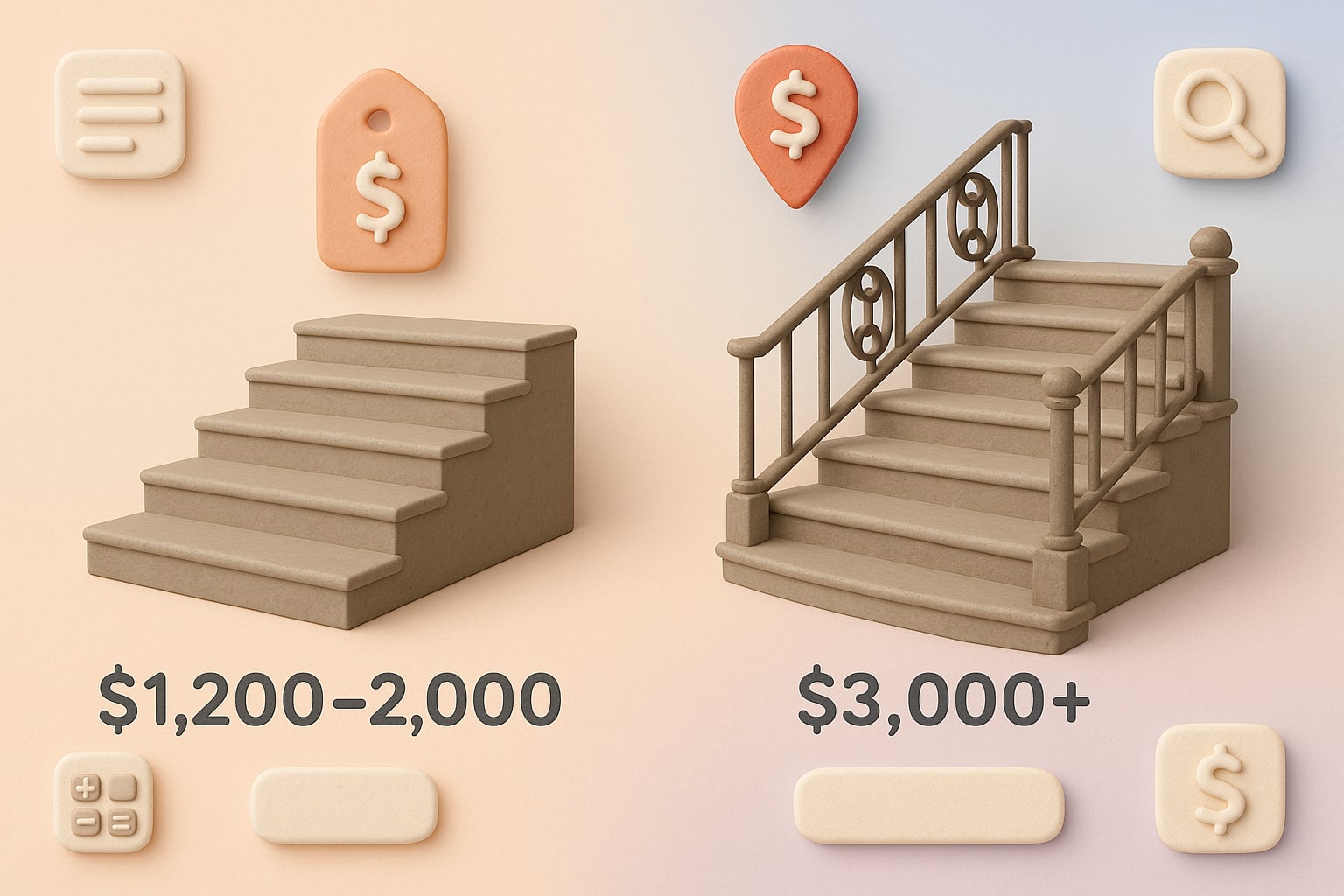 入力欄と瞬時に結果が表示され、ユーザーが問題を簡単に解決できるコンクリート階段計算ツールのデモンストレーション。