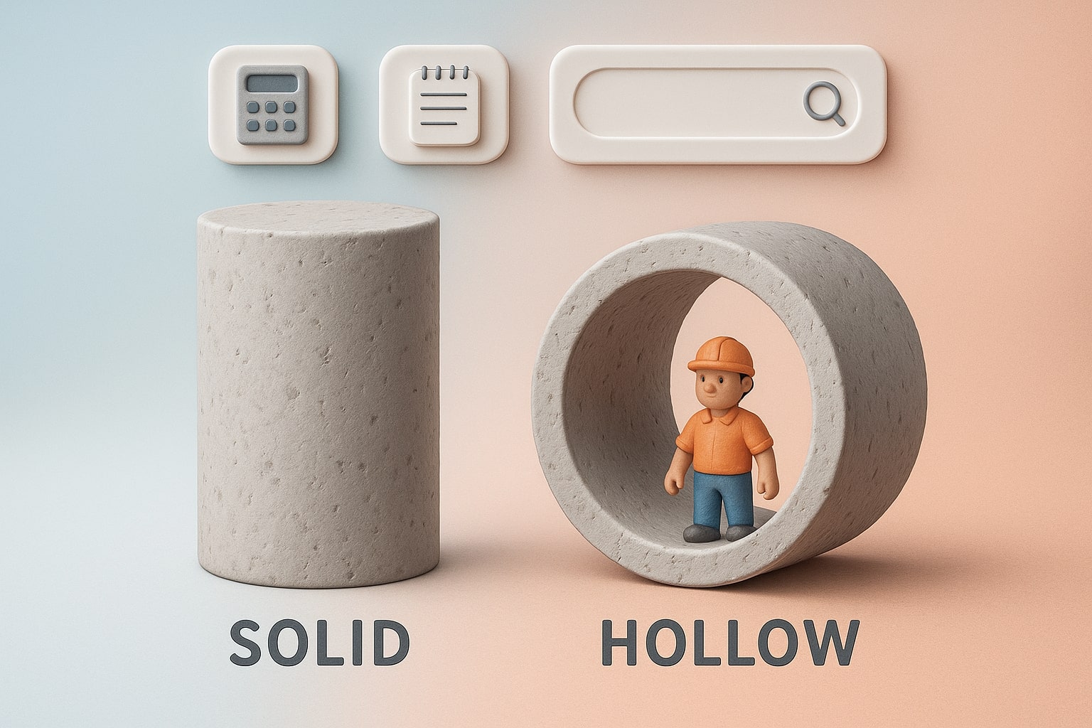 コンクリート管計算ツールが入力項目と即時結果で問題解決を支援する様子を示した画像