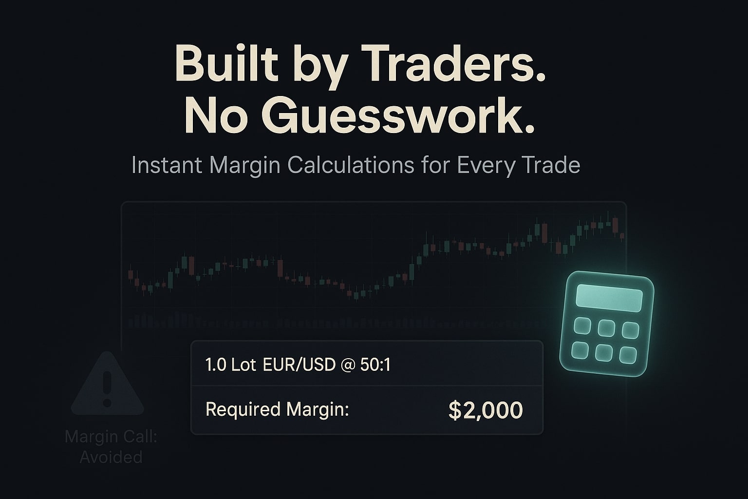 外国為替証拠金計算ツールが入力フィールドと即時結果で問題解決を助ける様子を示す画像。