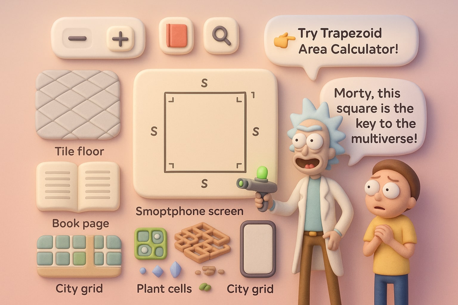 入力欄と即時結果表示で簡単に問題を解決できる正方形の面積計算ツールの仕組みを示しています。