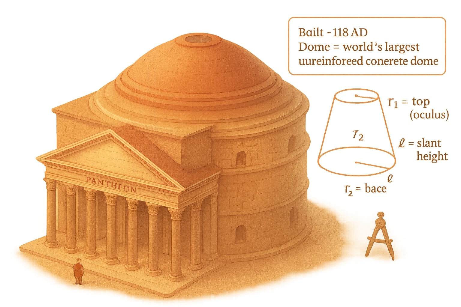 円錐台の表面積計算ツールが入力フィールドと即時結果で問題解決をサポートする様子を示しています。
