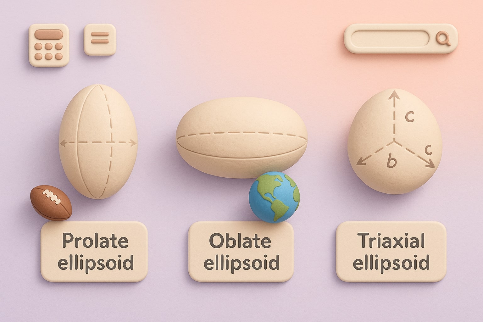 楕円体表面積計算ツールの操作例：入力欄と即時結果表示により問題解決が簡単になる様子を示しています。