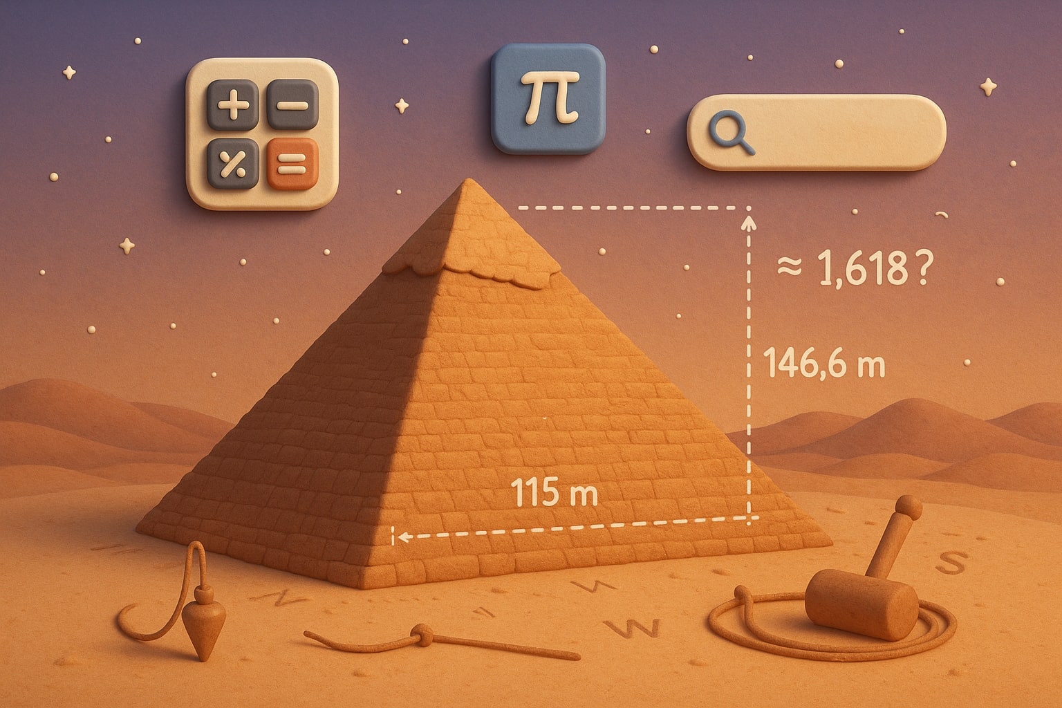 正方形ピラミッド表面積計算ツールの入力欄と即時結果表示を示し、問題解決を簡単にする様子