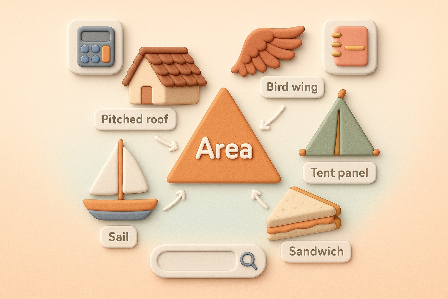 入力欄と即時結果表示により問題解決を支援する三角形面積計算ツールの動作例