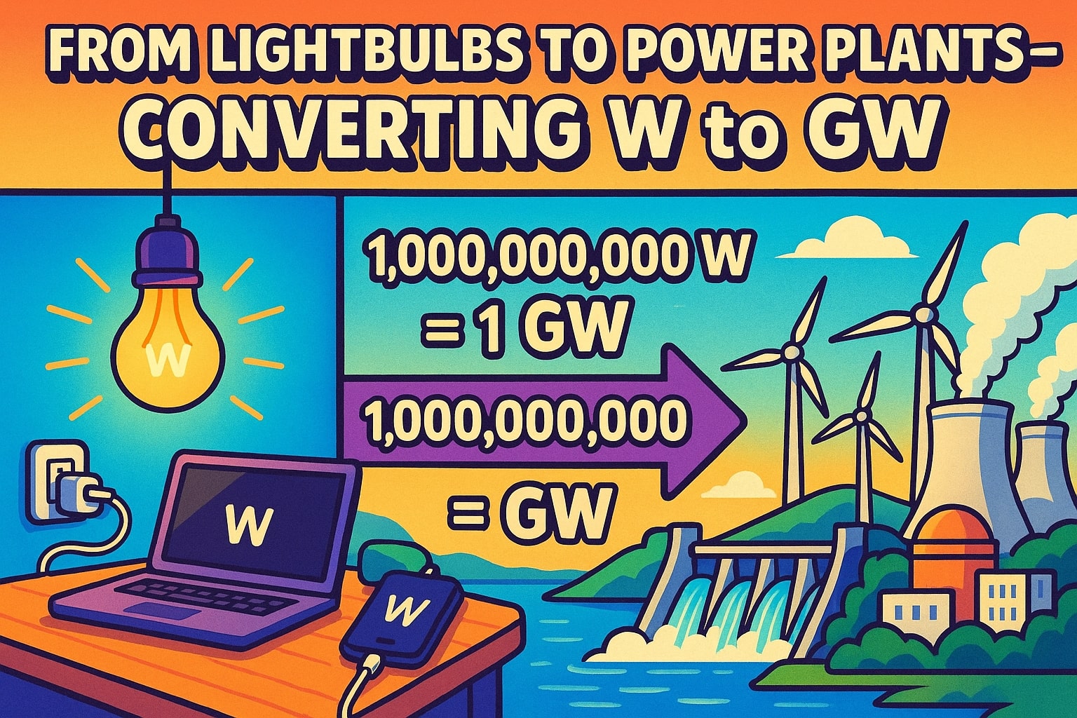 ワットからギガワットへの換算ツール