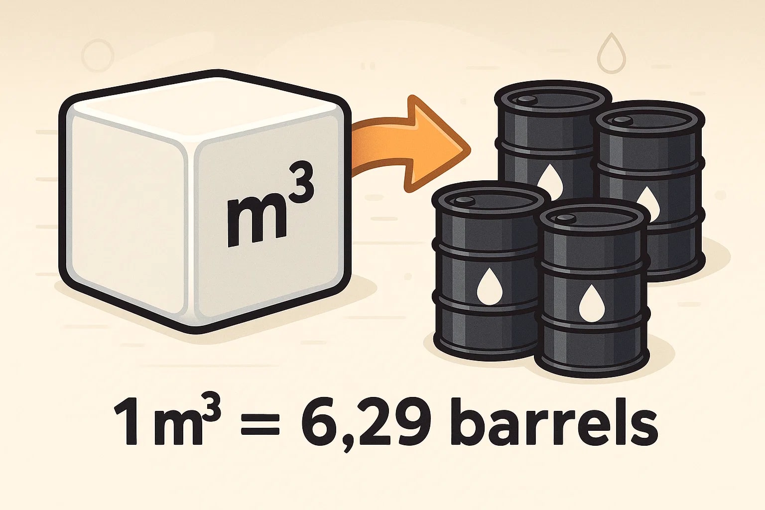 立方メートルからバレル(石油)換算ツール