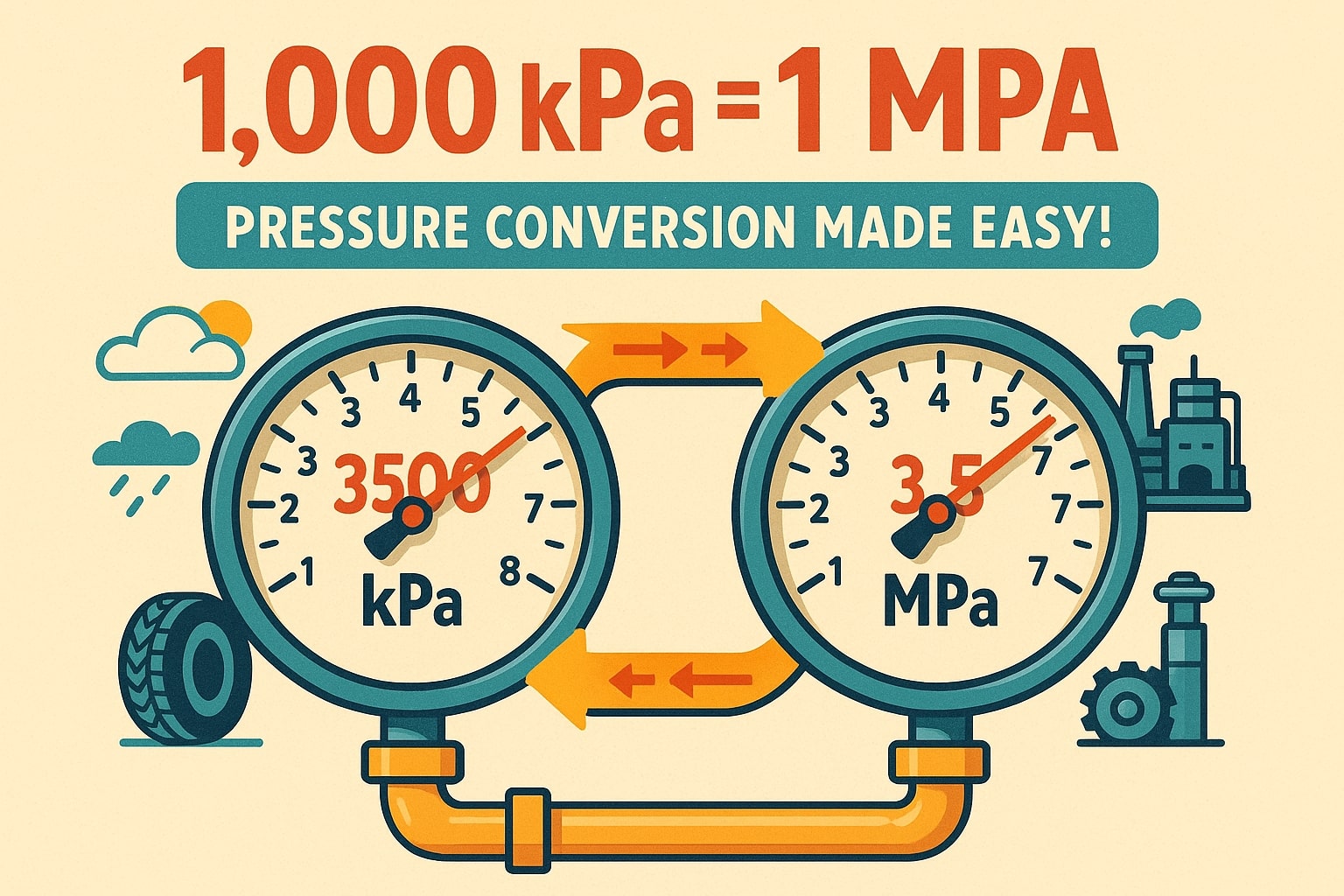 キロパスカルからメガパスカルへの変換ツール