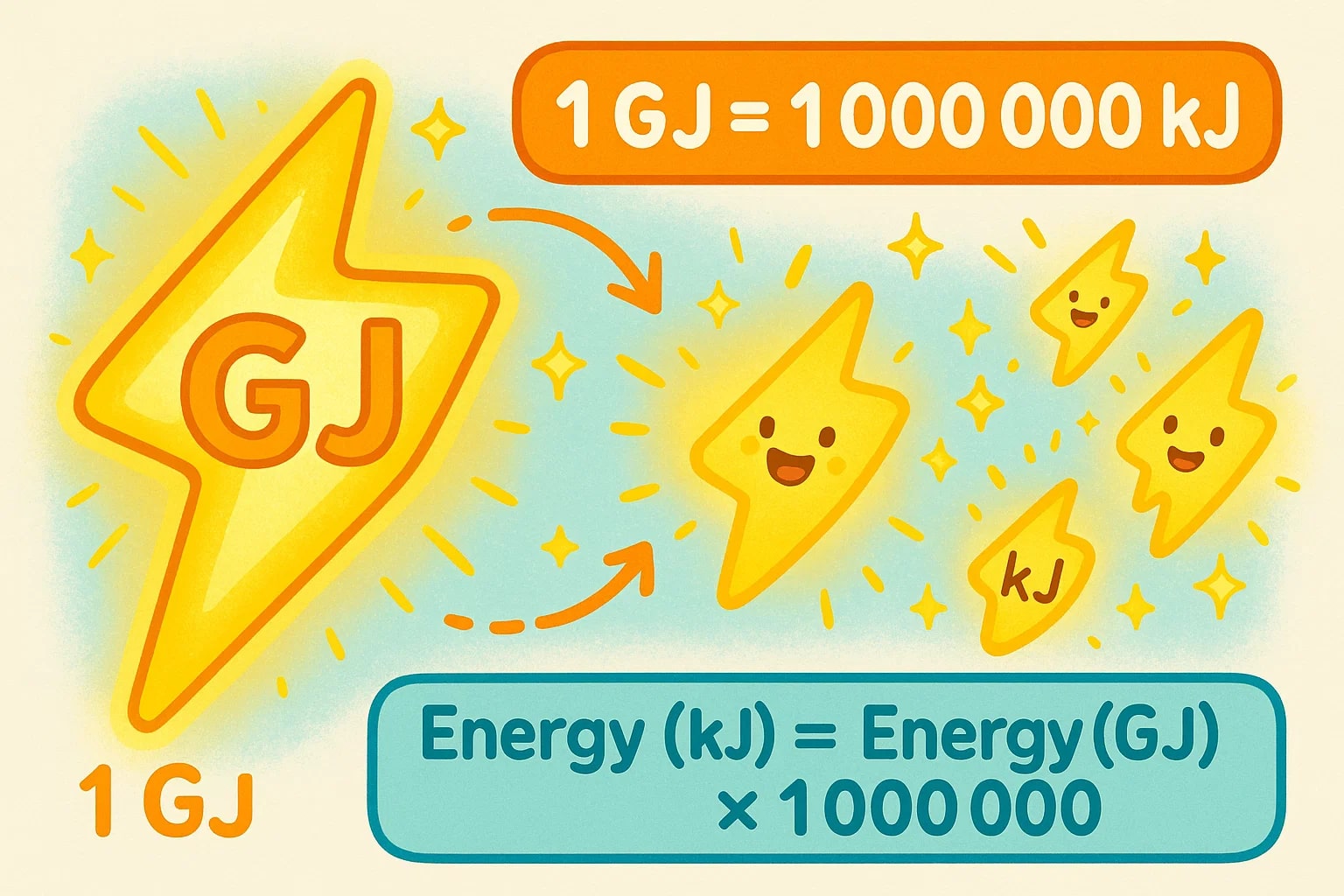 ギガジュールからキロジュールへの換算ツール