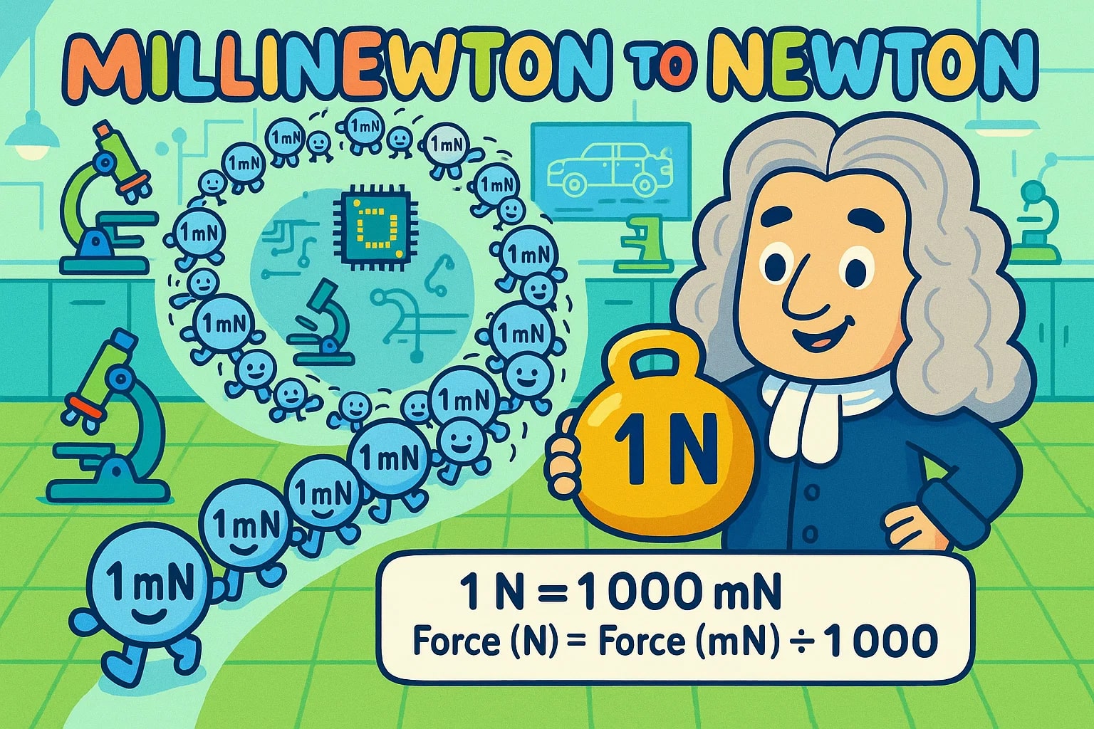 ミリニュートンからニュートンへの変換ツール