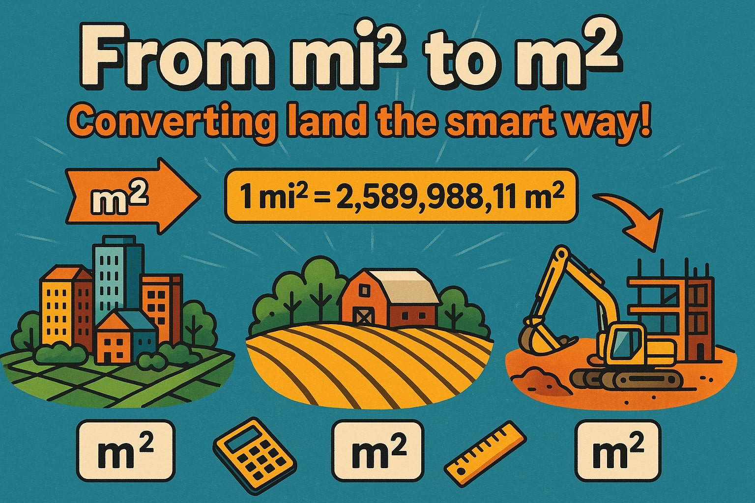 平方マイルから平方メートルへの変換ツール