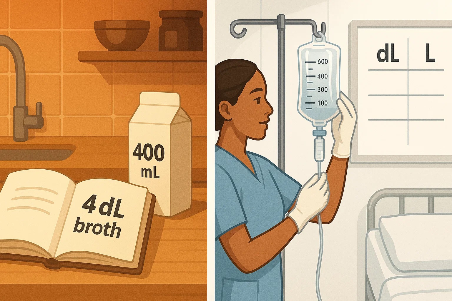 デシリットルからミリリットルへの変換ツール