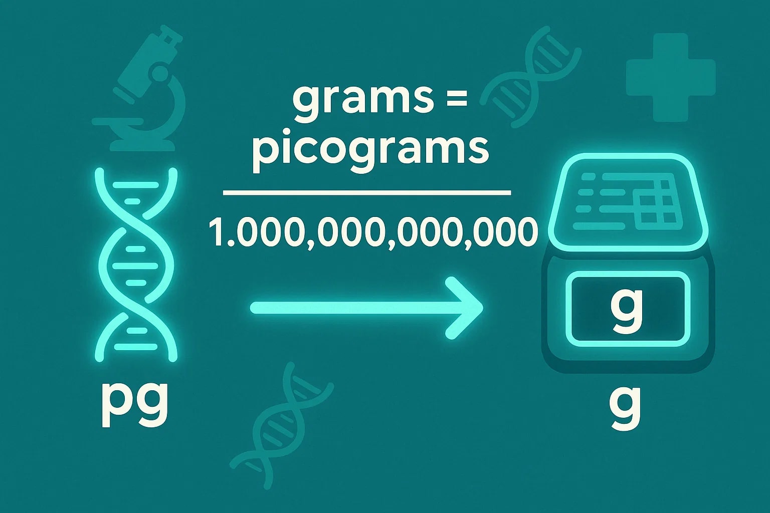 ピコグラムからグラムへの変換ツール