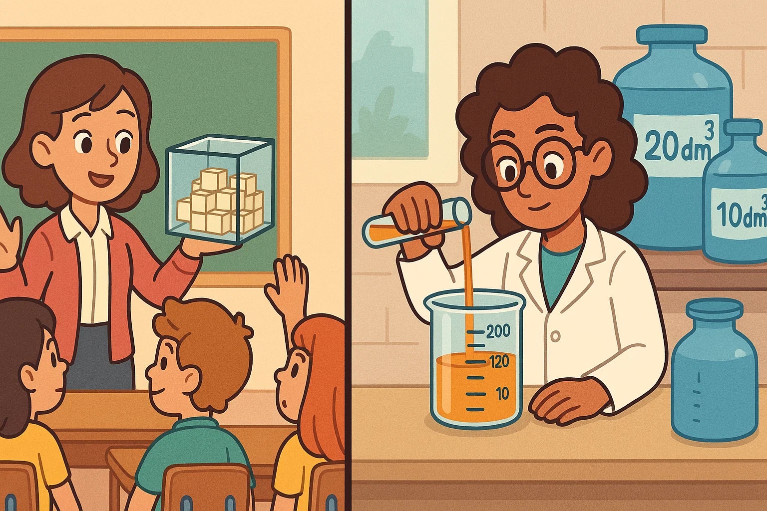 立方センチメートルと立方デシメートルの換算