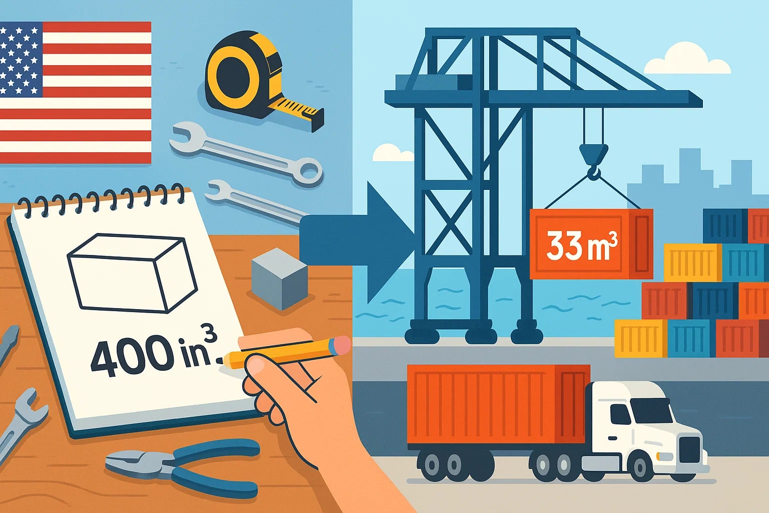 立方インチから立方メートルへの換算ツール