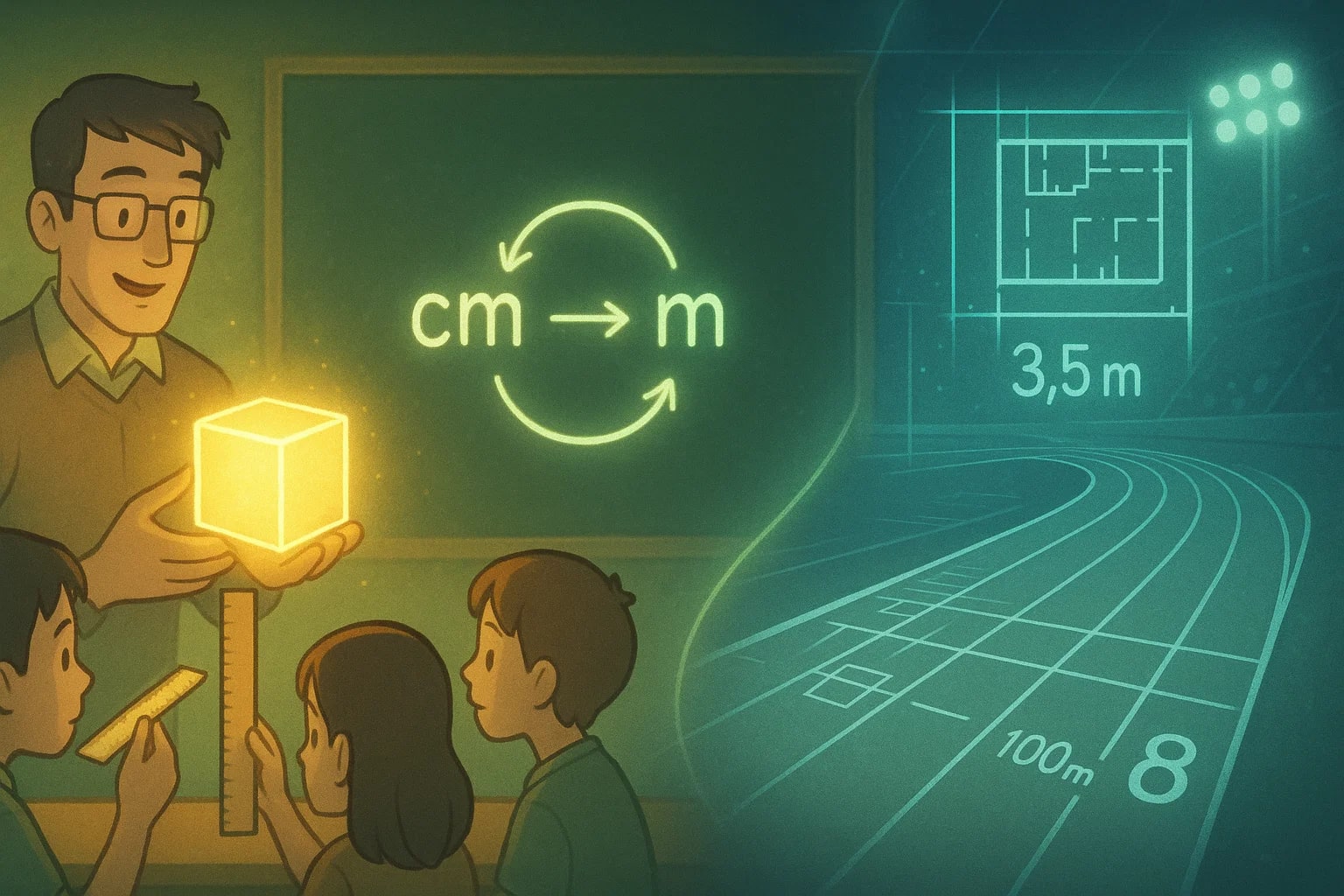 デシメートルからメートルへの換算ツール