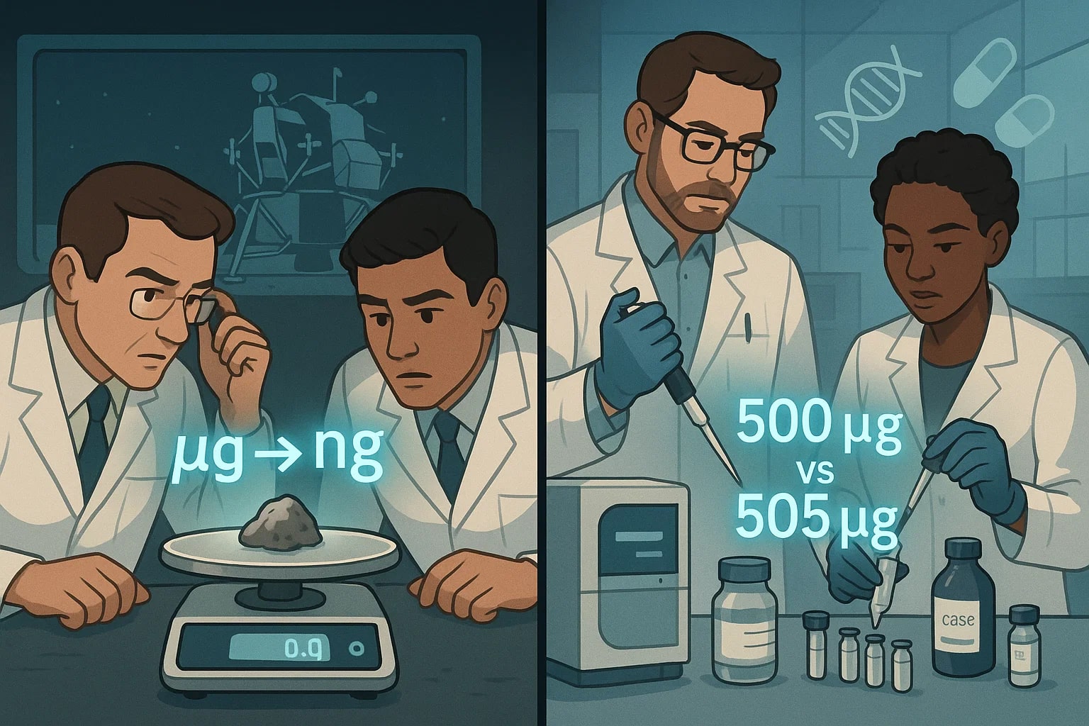 マイクログラムからナノグラムへの変換ツール