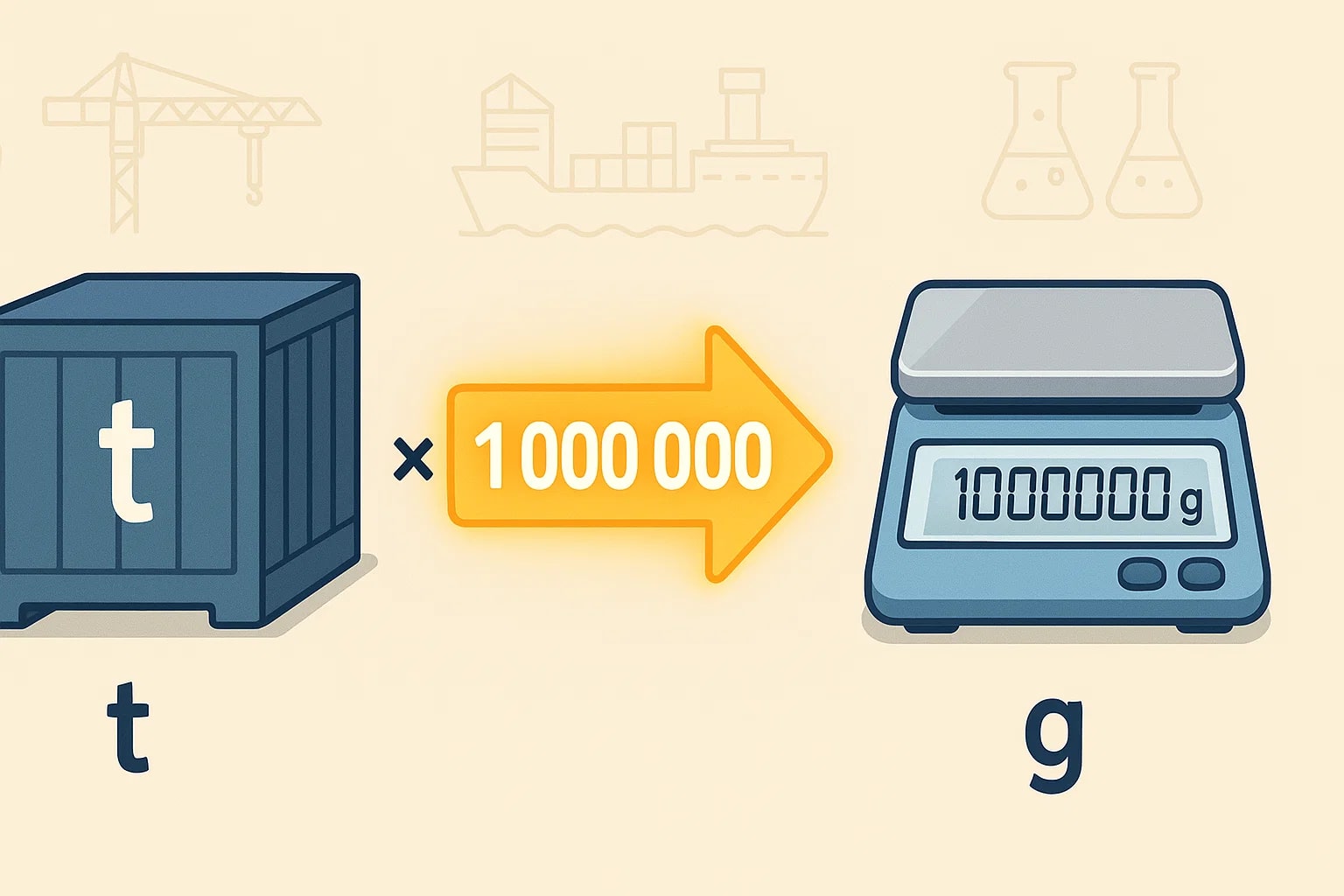 トンからグラムへの変換ツール