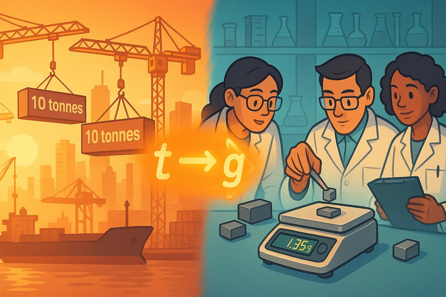 トンからグラムへの変換ツール