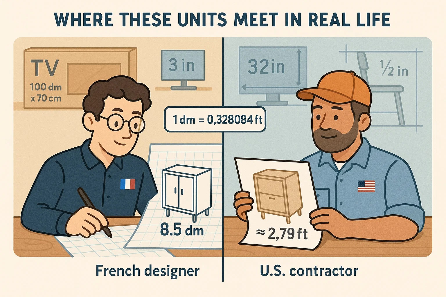 デシメートルからフィート変換ツール