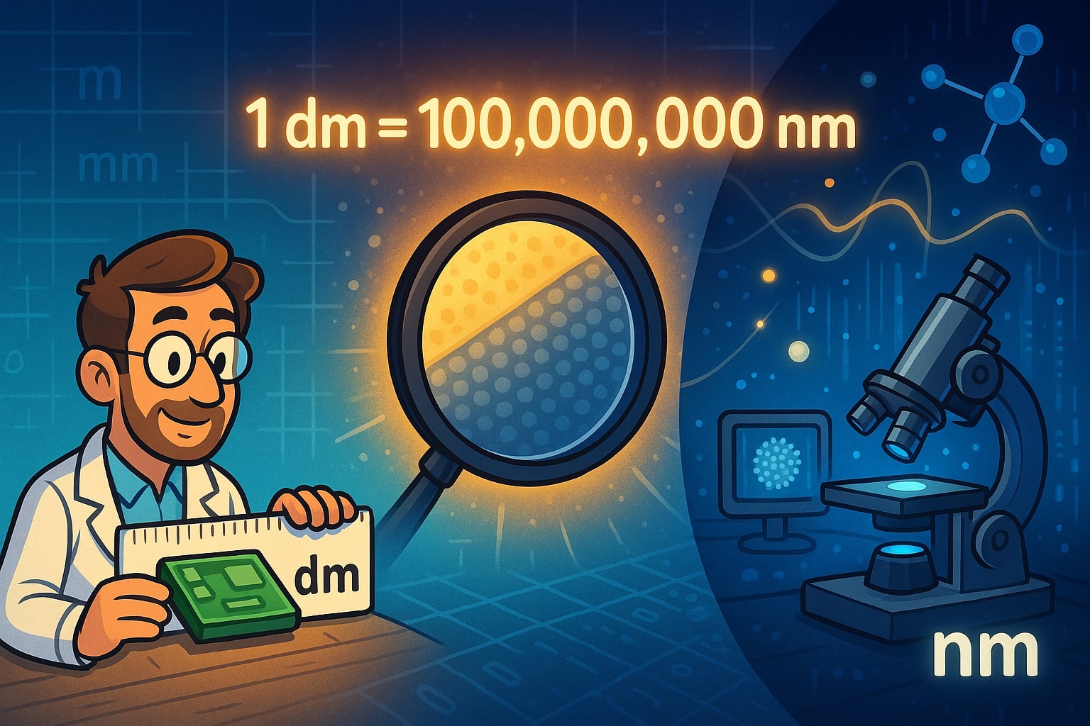 デシメートルからナノメートル変換ツール