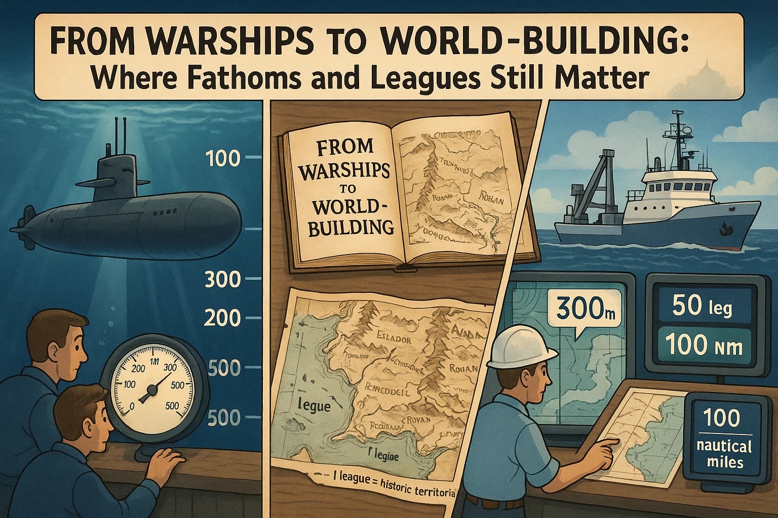 ファゾムからリーグへの換算