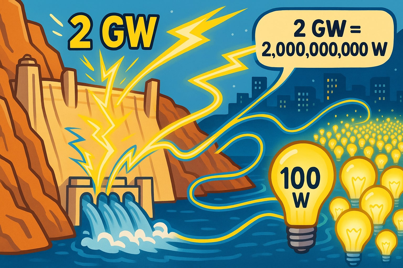 ギガワットからワットへの変換