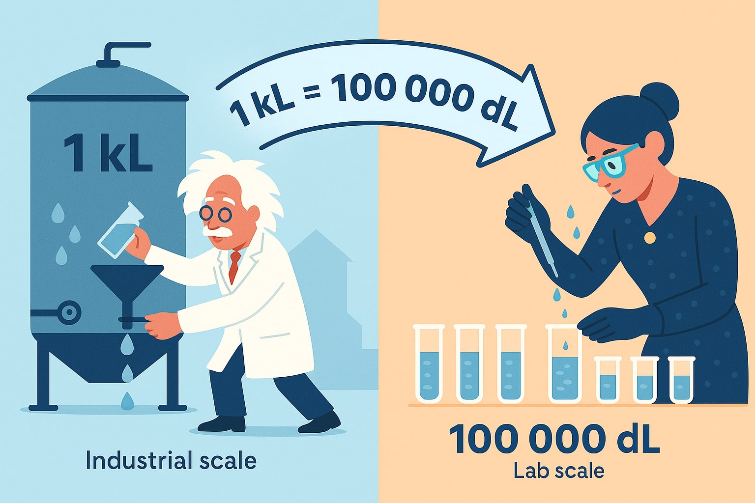 キロリットルからデシリットルへの換算ツール