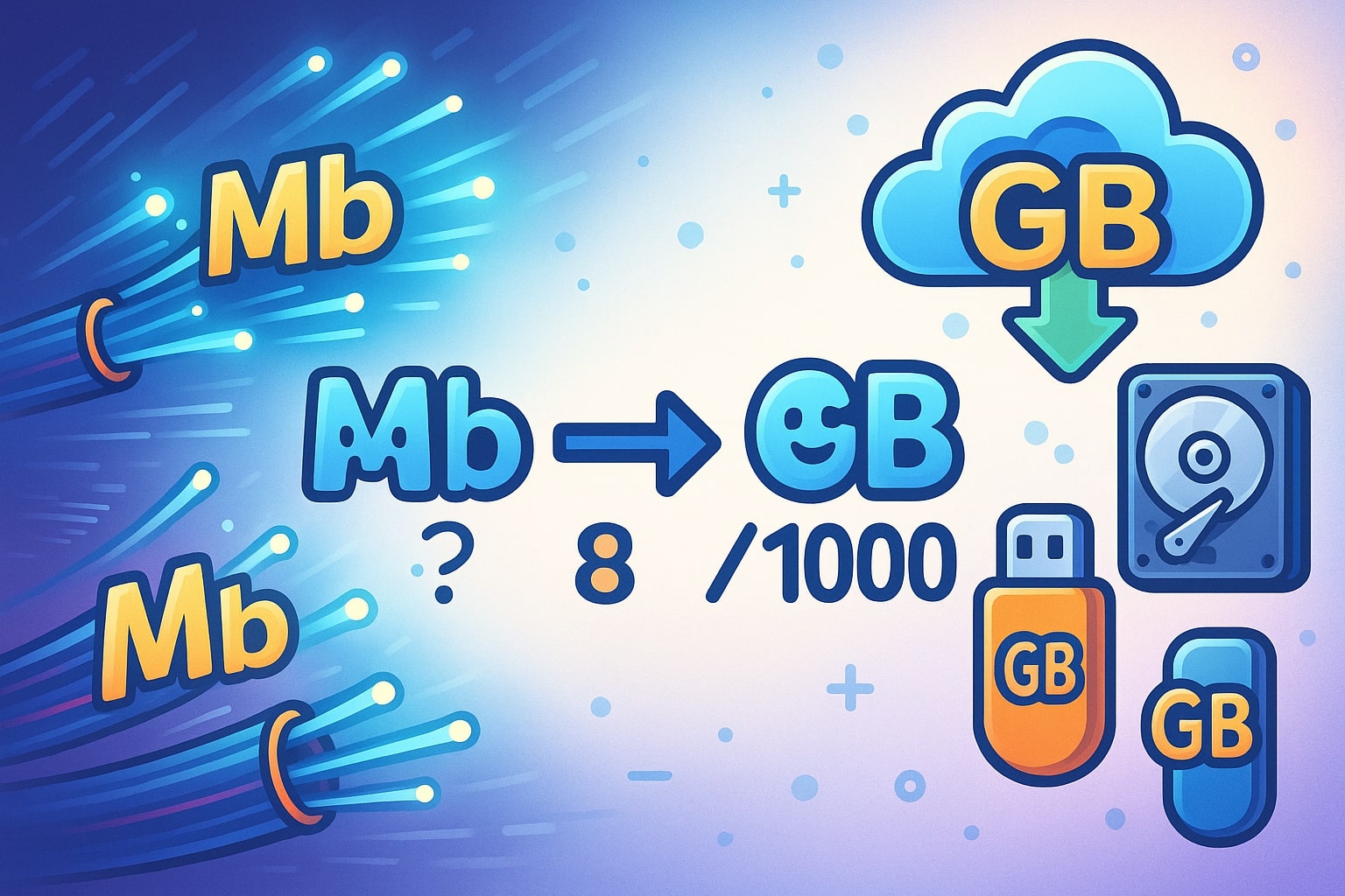 メガビットからギガバイトへの変換ツール