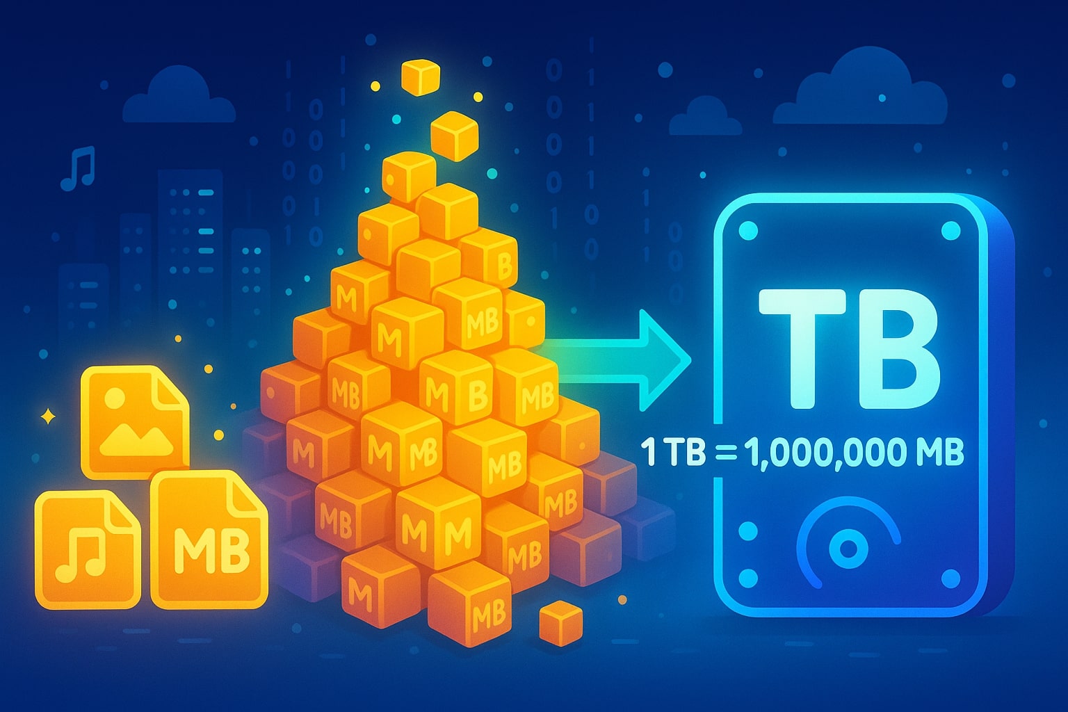 メガバイトからテラバイトへの変換ツール