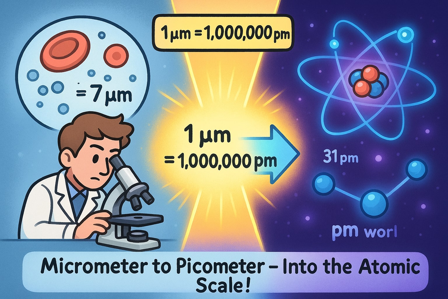 マイクロメートルからピコメートル変換