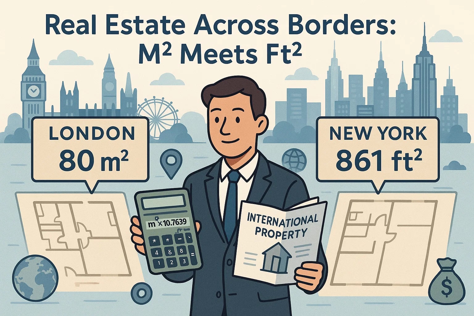 平方メートルから平方フィートへの変換ツール