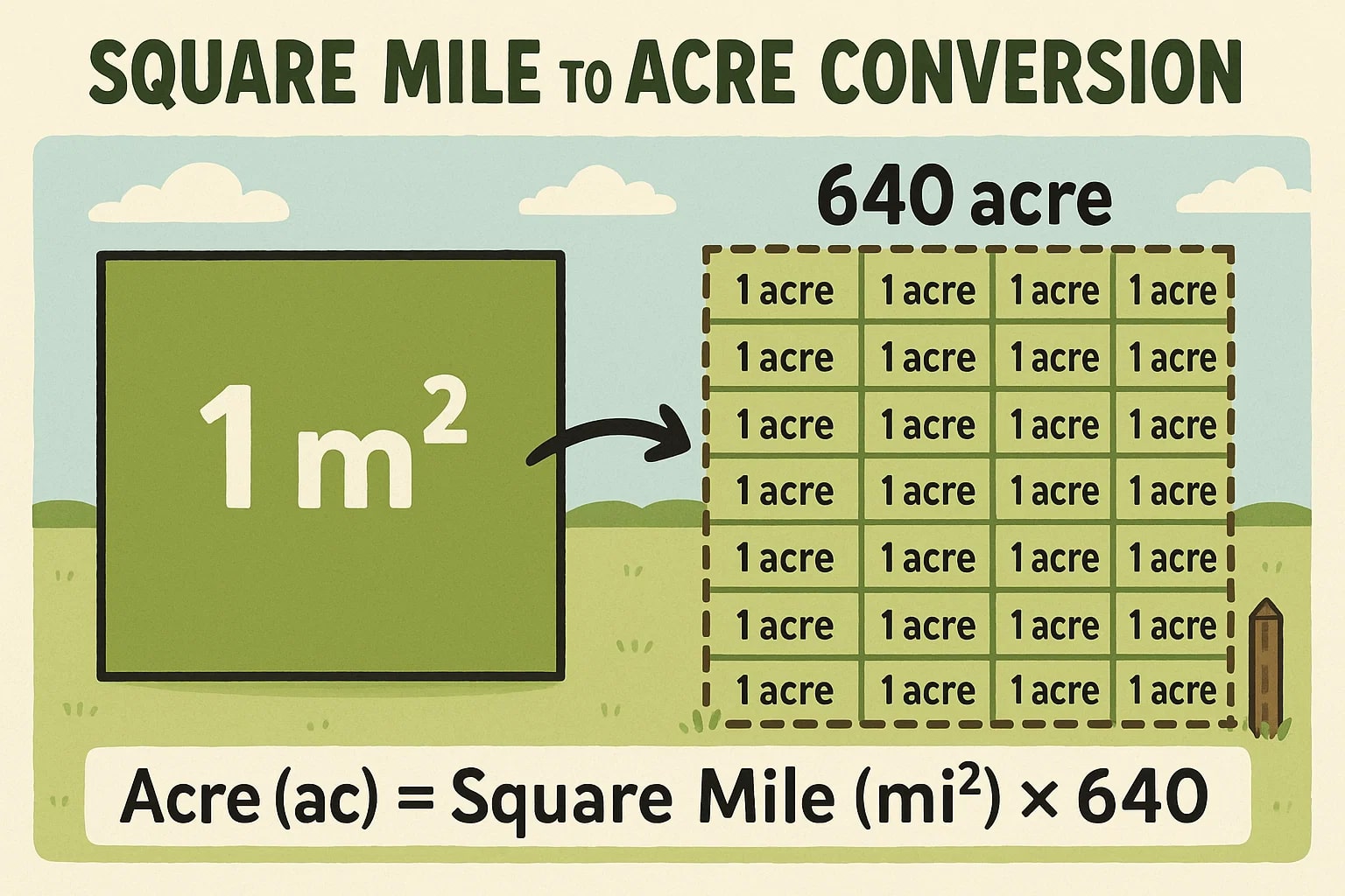 Square Miles to Acres Converter