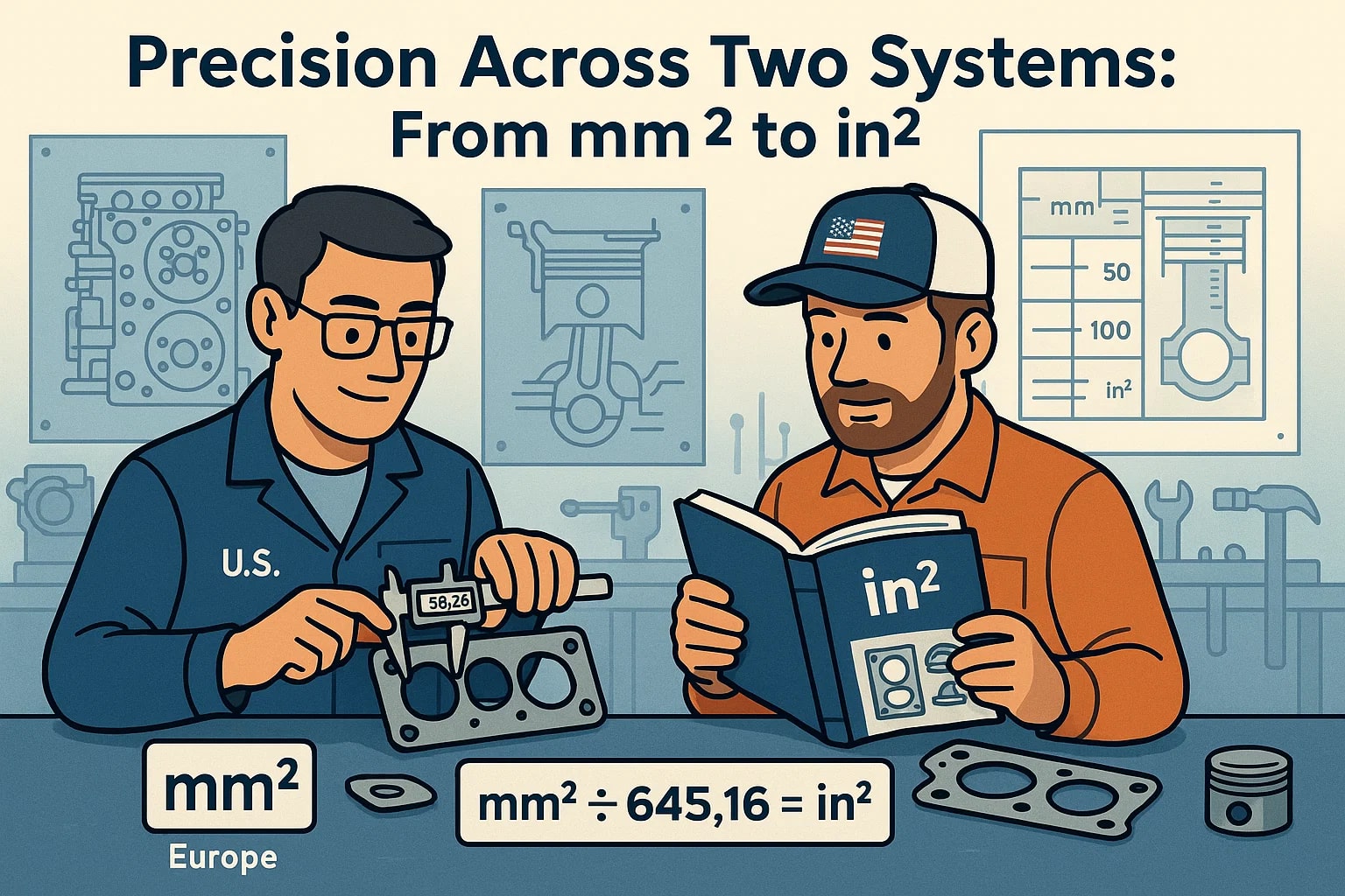 平方ミリメートルから平方インチ変換ツール