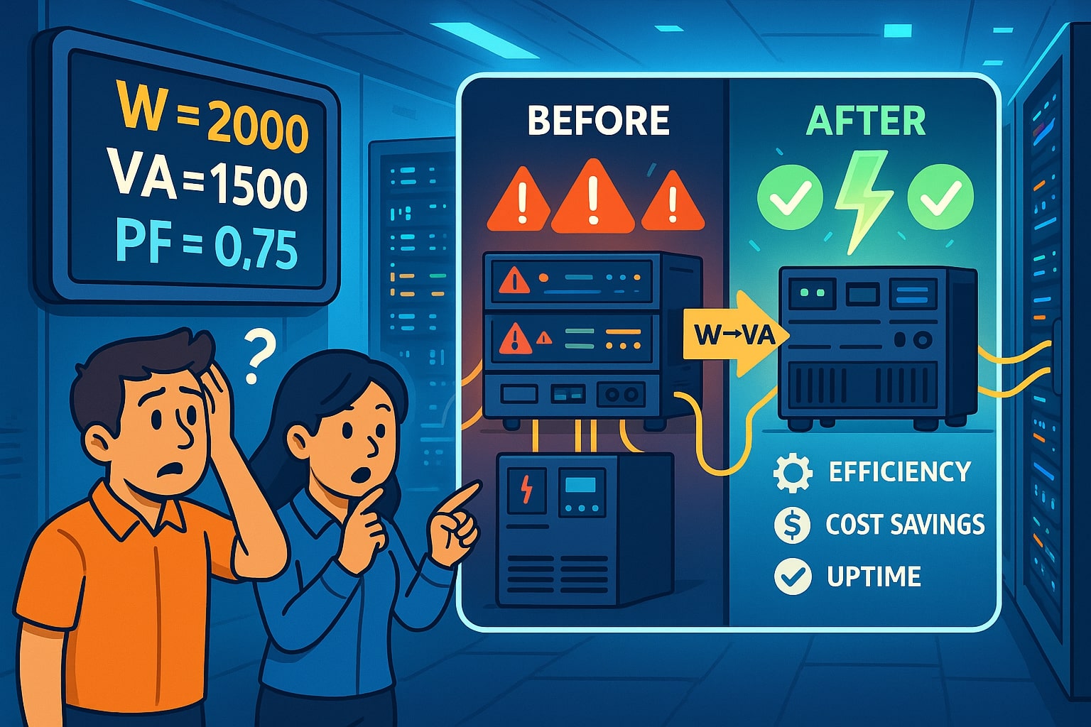 ワットからボルトアンペアへの変換ツール